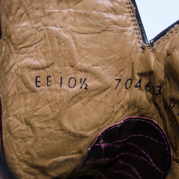 VTG Montana Genuine Ostrich Skin Western Boots Burgundy Brown Men 10.5EE X-Wide - Picture 16 of 16